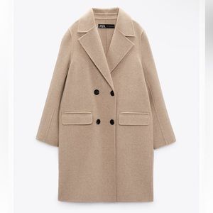 Zara Double Breasted Wool Blend Coat